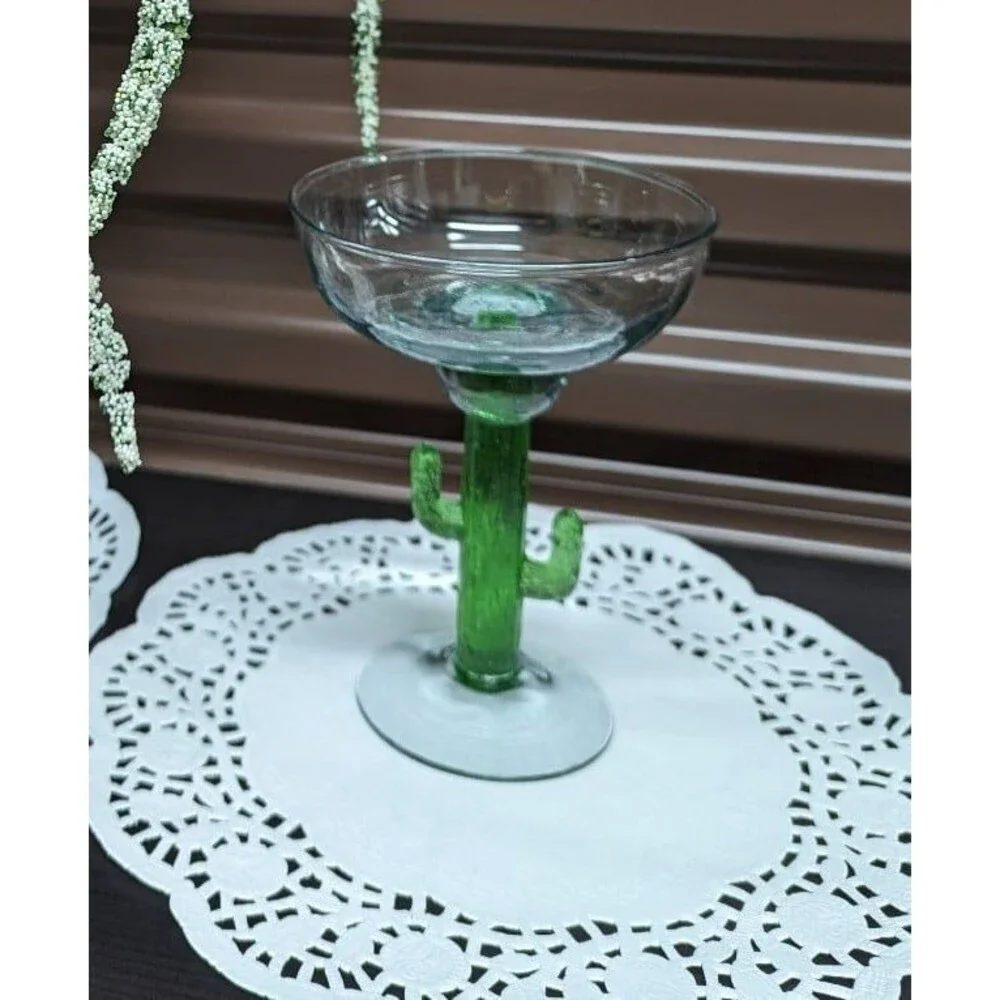 Set‎ of 2 CACTUS stem margarita glasses